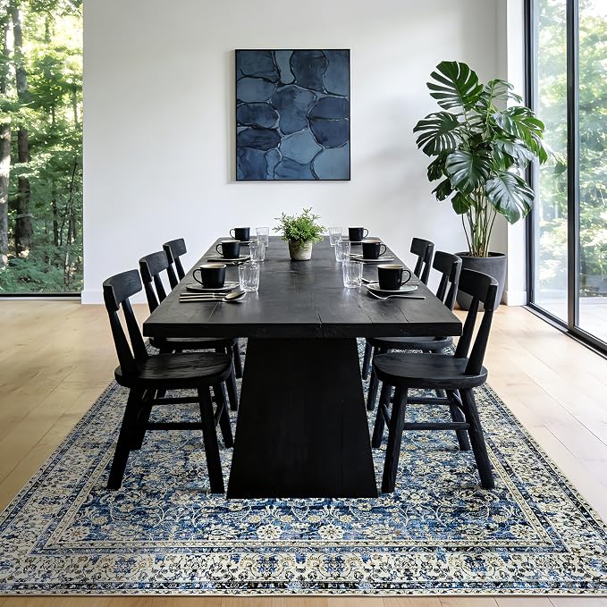Blue Distressed Carpet Multi Rug Kitchen Living Room Bedroom Dining Room - Image 5