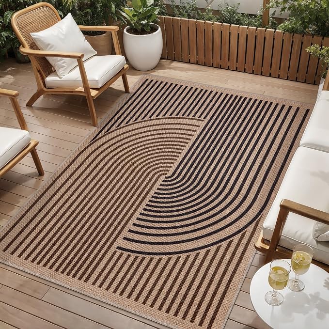 Tangsoo Easy Jute 4x6 Rug for Patio, Non-Slip Dark Brown Indoor Outdoor Carpet - Image 2