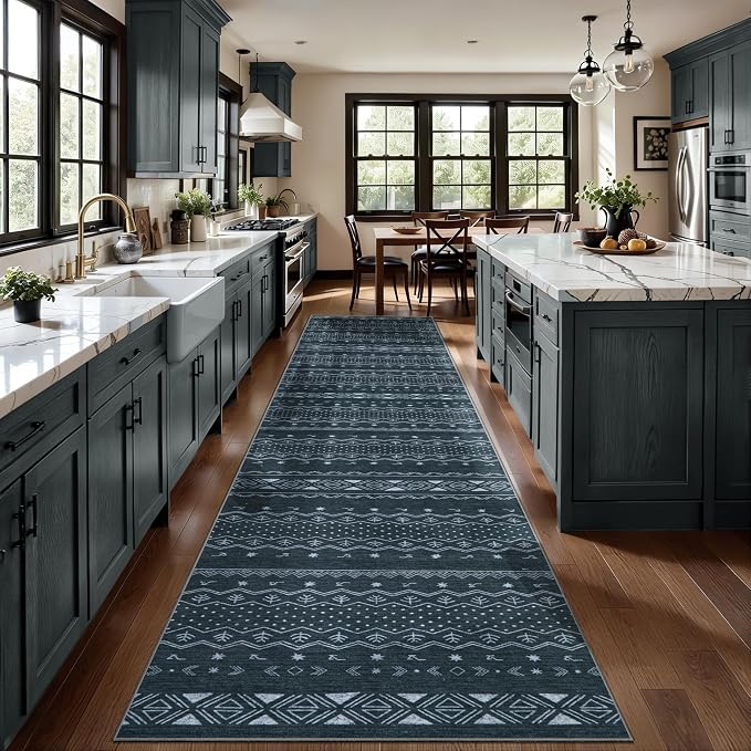 SERISSA Hallway Runner Rug, Soft Low-Pile Geometric Indoor Long Carpet - Image 2