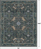 Dark Blue and Green Washable 8x10 Area Rugs - Image 2