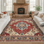 RELEANY Area Rugs Square 8ft Washable Non-Slip, Floral Vintage Distress - Image 8