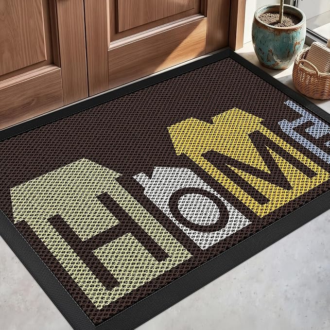 Front Door Mat, Heavy Duty Non-Slip Rubber Dirt Trapper, Quick-Dry Low-Profile by WELDUN