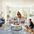 10x10 ft Square Living Room Rug – Washable Modern Abstract Area Rug - Image 3