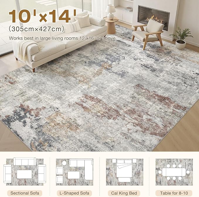 DMOYEST 10x14 Area Rug for Living Room, Washable & Non Slip Large Indoor Carpet - Image 8