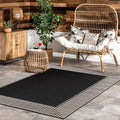 Nuloom Asha Black/Ivory, Striped Border, Soft and Cozy, High Traffic, Stain by nuLOOM