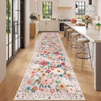 DUKINO 3x12 Washable Runner Rug, Non Slip Soft Floral Hallway Runner Rug - Image 3