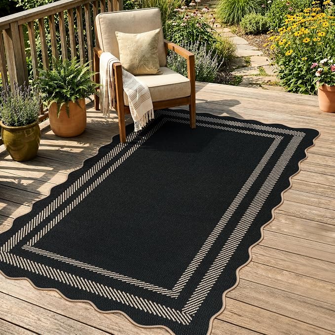 LIVEBOX Scalloped Easy Jute 3x5 Outdoor Rug, Indoor Outdoor Farmhouse Neutral - Image 9