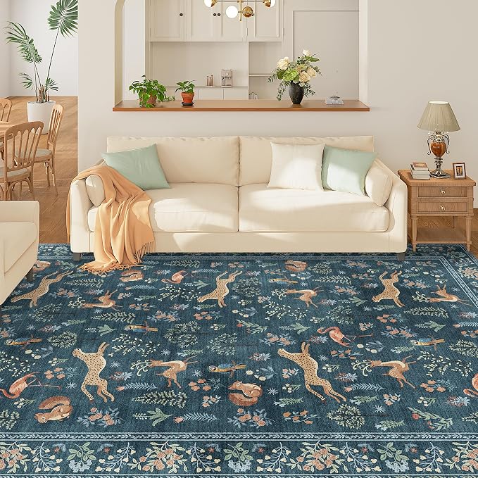 DUKINO 8x10 Rug, Washable Animal Living Room Rug - Image 4