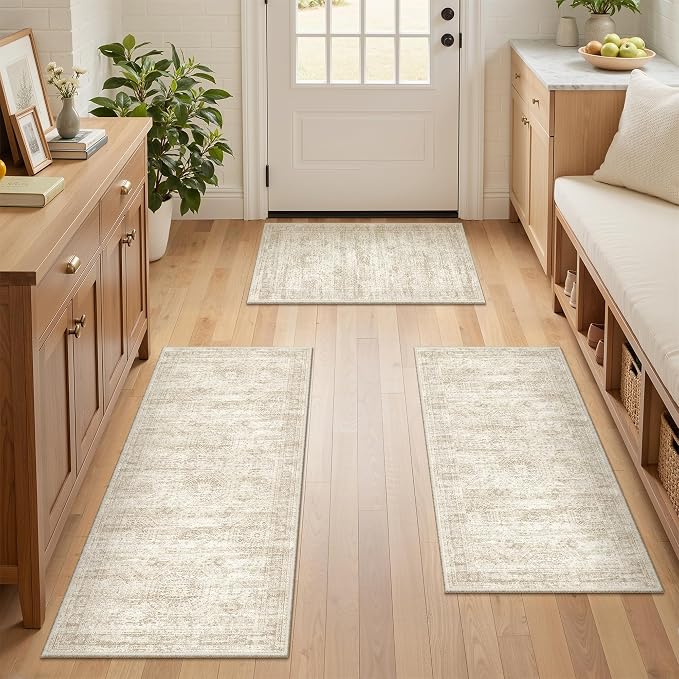Washable Kitchen Rugs Sets of 3 Piece, Hallway Runner Rug Non-Slip - Image 4