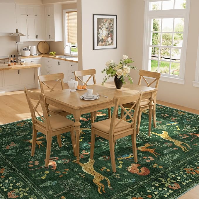 DUKINO 9x12 Rug, Washable Animal Living Room Rug - Image 6