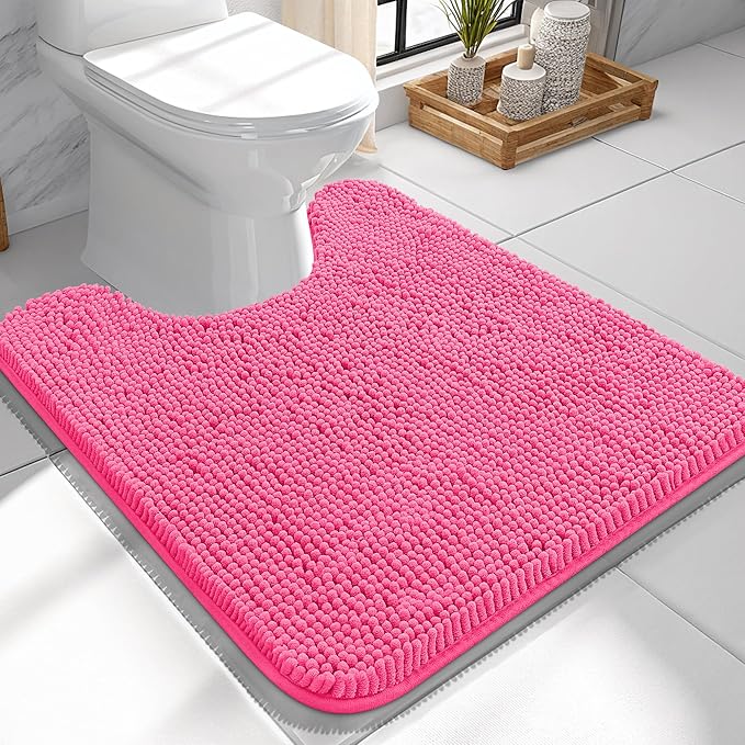 OLANLY Toilet Rugs U-Shaped 24x24, Extra Soft Absorbent Chenille Contour by OLANLY