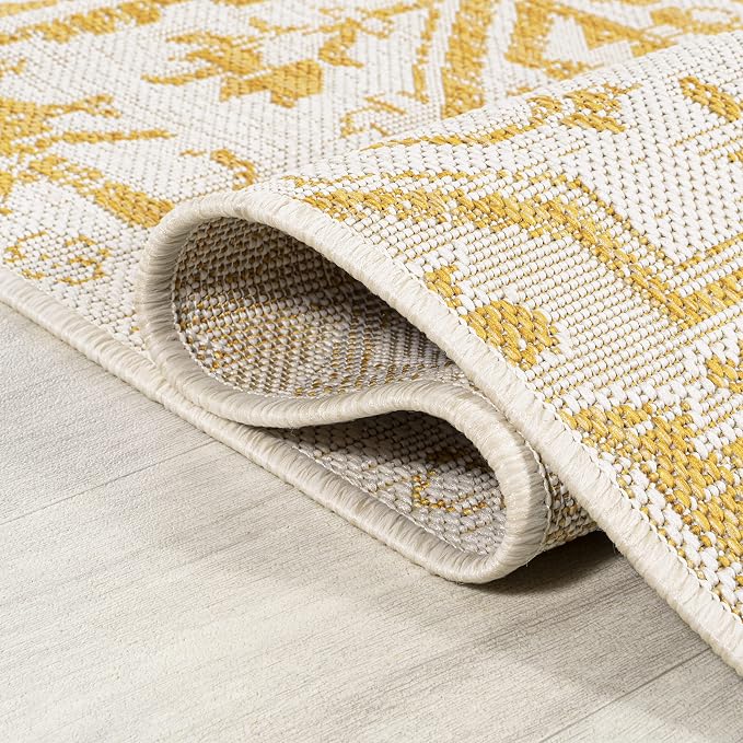 JONATHAN Y Boho Medallion Indoor Outdoor Area Rug 9X12 Cream/Yellow, Estrella - Image 6