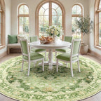 RELEANY Area Rugs Round 10ft Washable Non-Slip, Floral Vintage Distress - Image 3