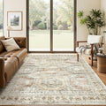 Soalmost 5x7 Area Rugs Brown Pink Low Pile Indoor Washable Trendy Faded Style by Soalmost
