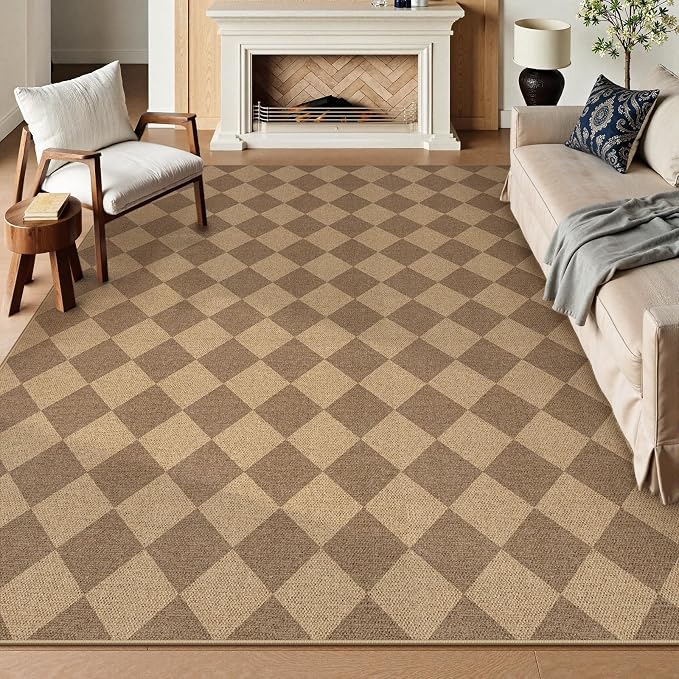Lahome Colette Checkered Easy Jute Rug, 9x12 Washable Dining Room Rug Indoor - Image 3