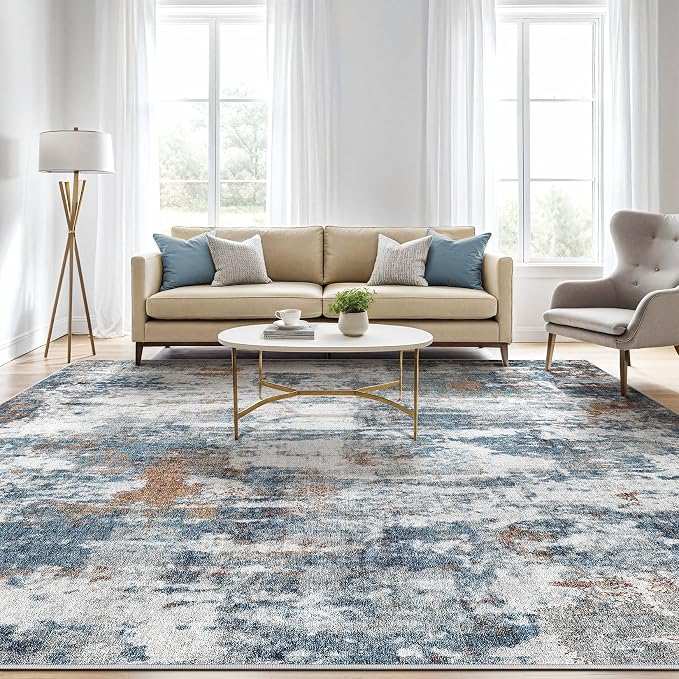 6x9 Area Rugs Living Room: Washable Large Abstract Neutral Modern Soft Rug - Image 5