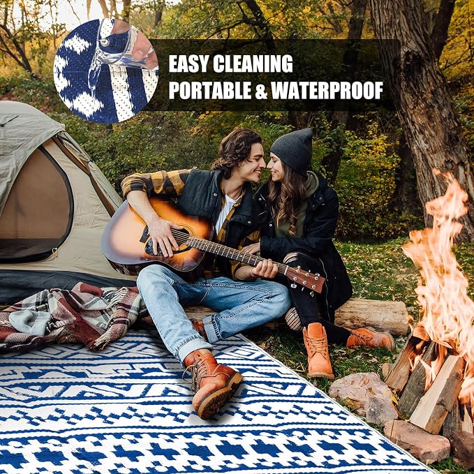 HUGEAR Outdoor Plastic Straw Rug, Waterproof Outdoor Rugs - Image 4
