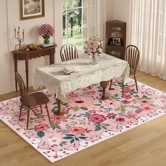 DUKINO 5x7 Area Rug, Nursery Floral Rugs - Image 3