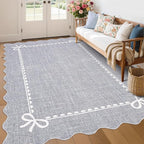 GarveeHome Scalloped Bow Rug for Living Room, Solid Grey Rug for Dorm, Washable - Image 8