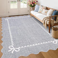 GarveeHome Scalloped Bow Rug for Living Room, Solid Grey Rug for Dorm, Washable by GarveeHome
