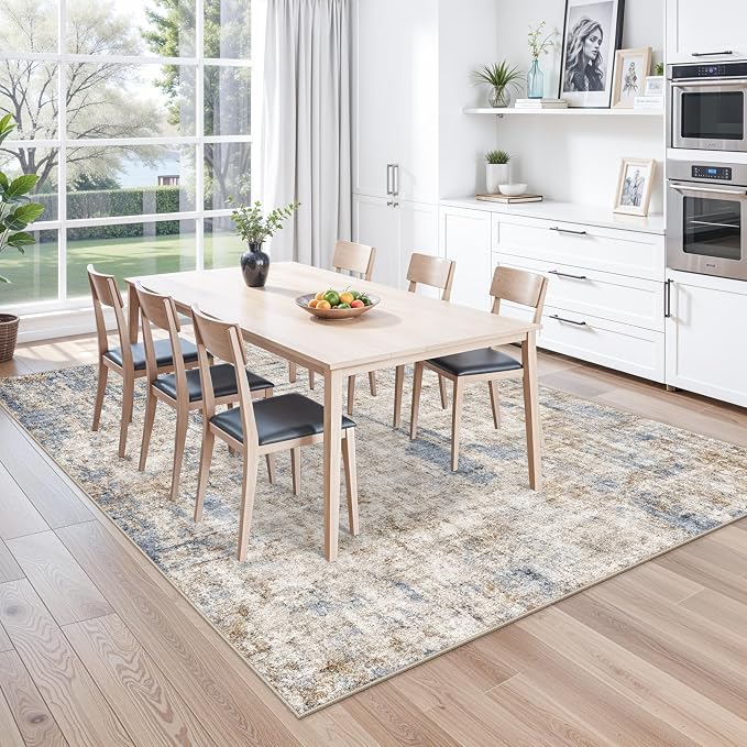 Washable 8x10 Area Rug – Modern Neutral Abstract Soft Non-Slip Stain-Resistant - Image 4