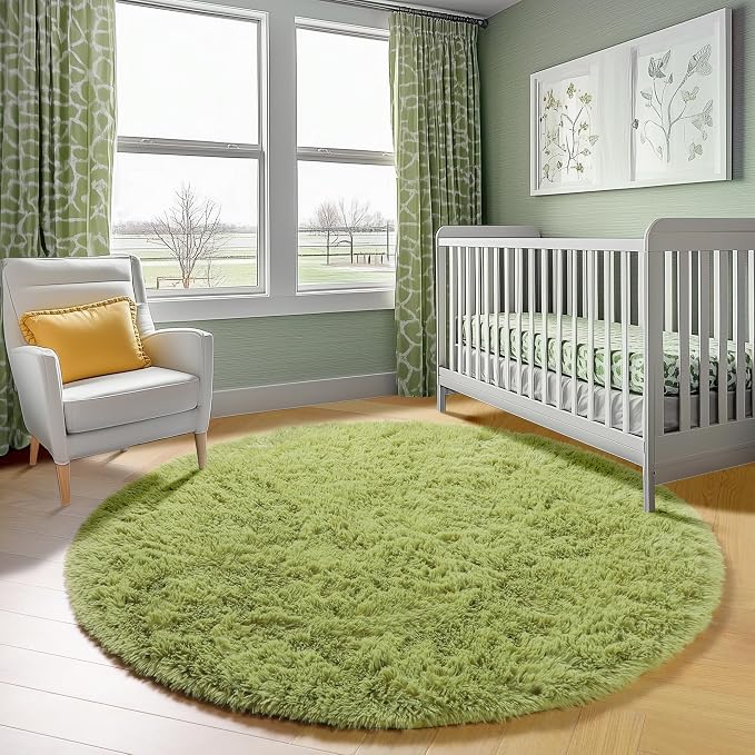 ONASAR Grass Green Round Area Rug 4ft, Soft Bedroom Circle Rugs Floor Mat - Image 7
