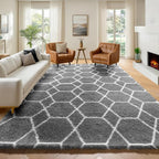 ONASAR 6x9 Area Rugs for Living Room Bedroom, Large Fluffy Grey and White Throw by ONASAR