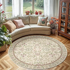 jinchan Zenith Round Rug 6ft Area Rug Soft 6'Round Vintage Floral Rug Non-Slip by JINCHAN