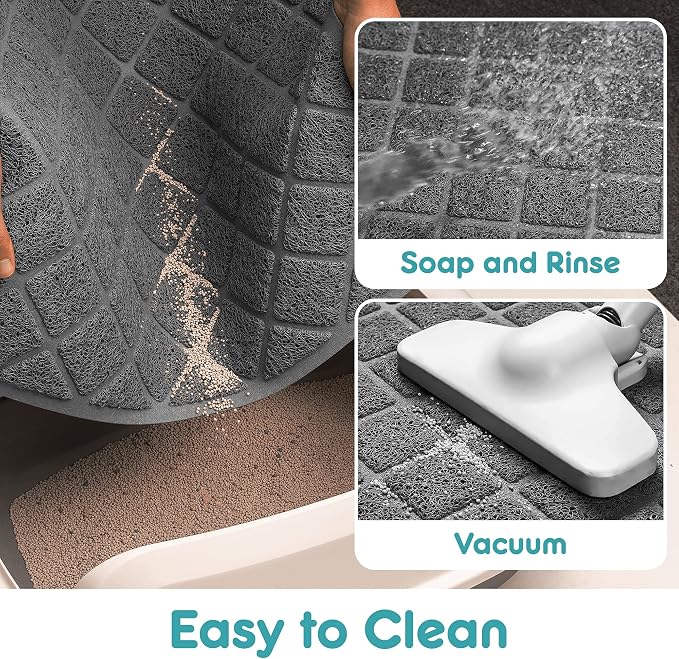Conlun PVC Cat Litter Mat 24x15 Inch Grey, Less Waste Cat Litter Box Mat - Image 5