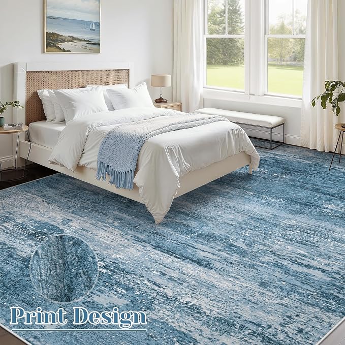 Washable Rug 8x10 Area Rugs for Living Room: Large Neutral Soft Rug Abstract - Image 2