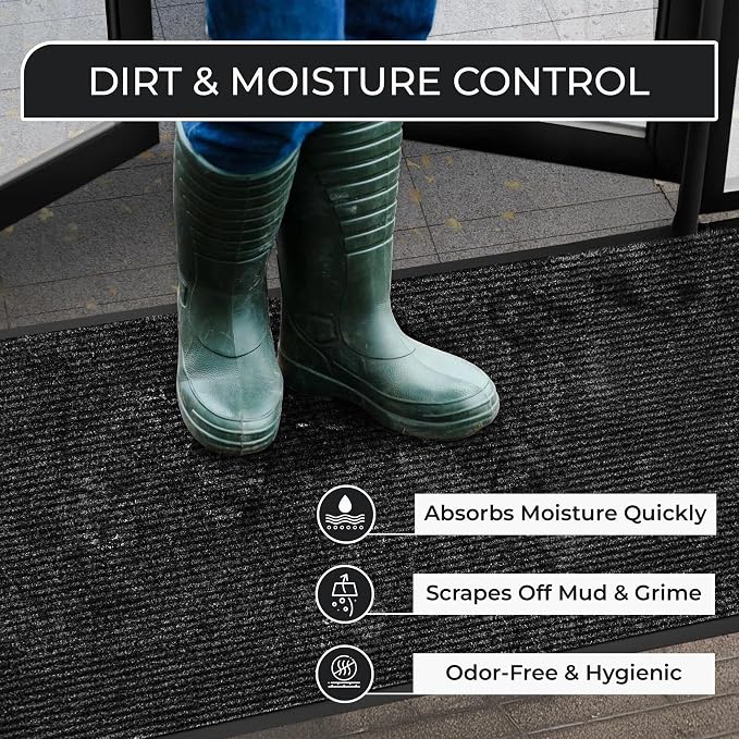 Large Door Mat 3' x 5' Charcoal, Heavy Duty Commercial Floor Mat, Industrial - Image 5