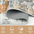 4x6 Area Rugs for Living Room Washable: Abstract Soft Thin Low Pile Grey Rug - Image 6