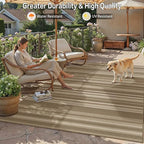 5x7 Easy Jute Stripe Area Rug Washable Beige Brown Indoor Outdoor Carpet Non - Image 5