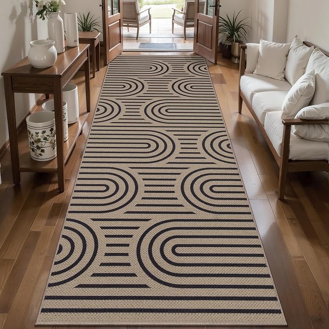 Tangsoo Modern Rainbow Easy Jute Rug 2.6x10 Washable Kitchen Runner by Tangsoo