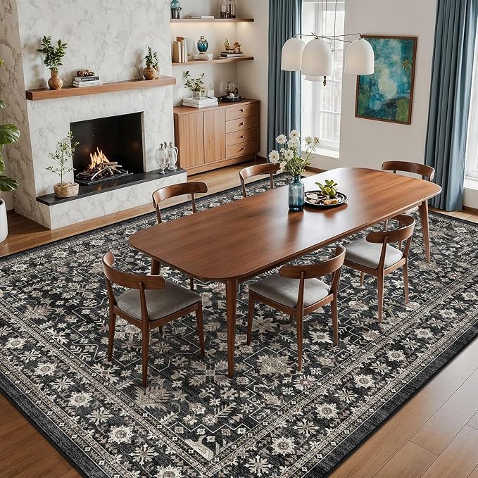 Dark Grey Rug for Living Room 9x12 - Image 4