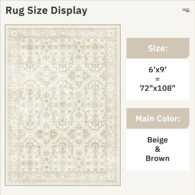 Soalmost Area Rug 6x9, Washable Rugs, Stain Resistant Gray Area Rugs - Image 5