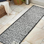 JONATHAN Y Vintage Filigree Indoor Outdoor Runner Rug 2X8 Light Gray/Black - Image 3