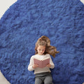 OLANLY Navy Blue Round Rugs for Bedroom by OLANLY