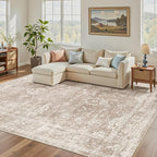 Madane Washable 7x9 Area Rugs for Living Room, Vintage Natural Rug by Madane