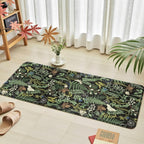 Black Green Botanical Kitchen Rugs Set of 2 Plant Leaf Anti-Fatigue Kitchen Mat - Image 3