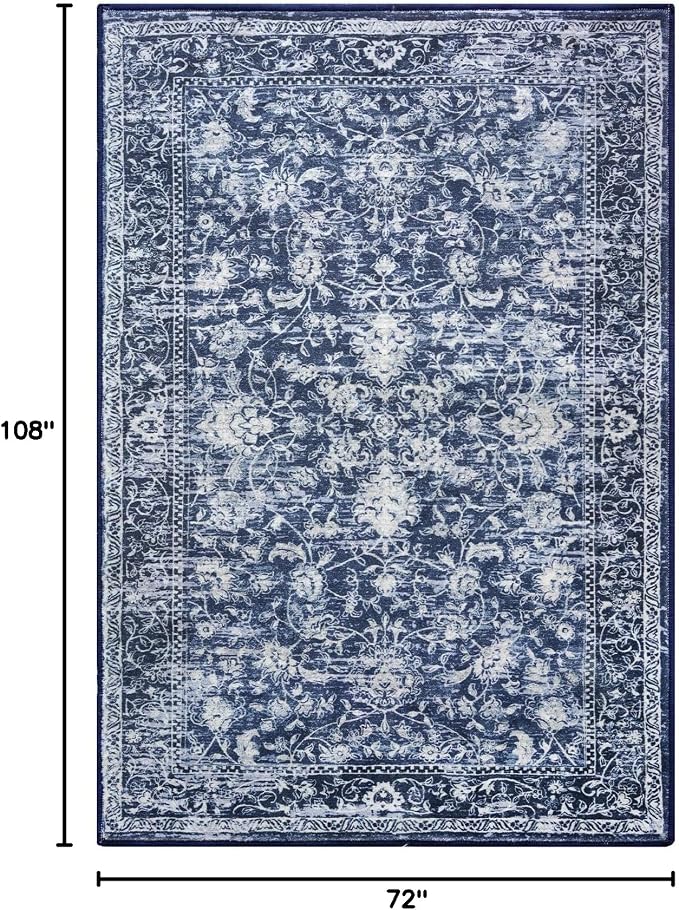 KILOCOCO Area Rug 6x9 Living Room Rug Washable Printed Vintage Floral Non Slip - Image 2