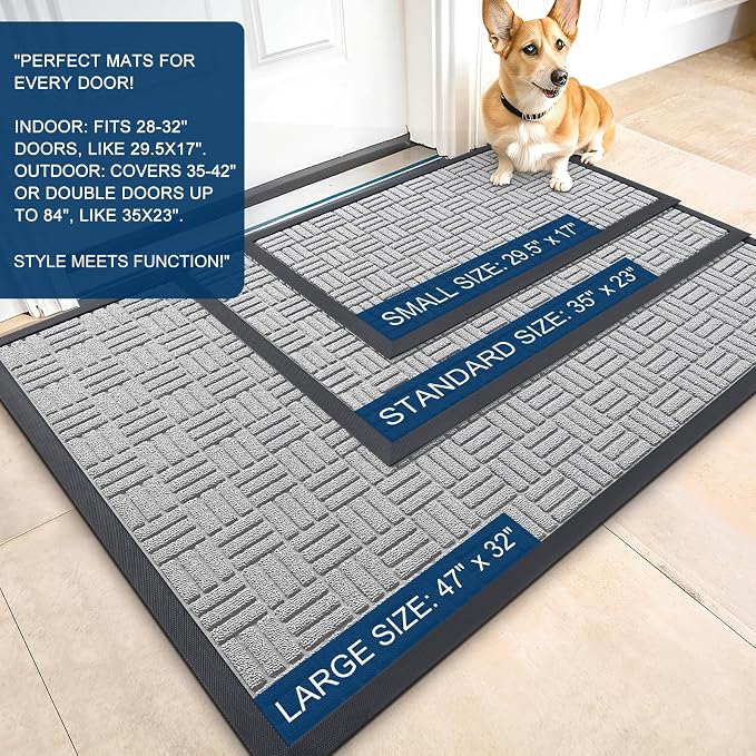 OLANLY Front Door Mat Outside Entrance 47x32, Heavy Duty Sturdy Natural Rubber - Image 2
