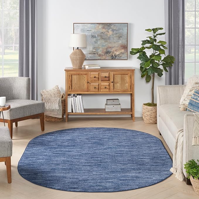 Nourison Home Nourison Essentials Navy Blue 6' x 9' Oval Area Rug - Image 3