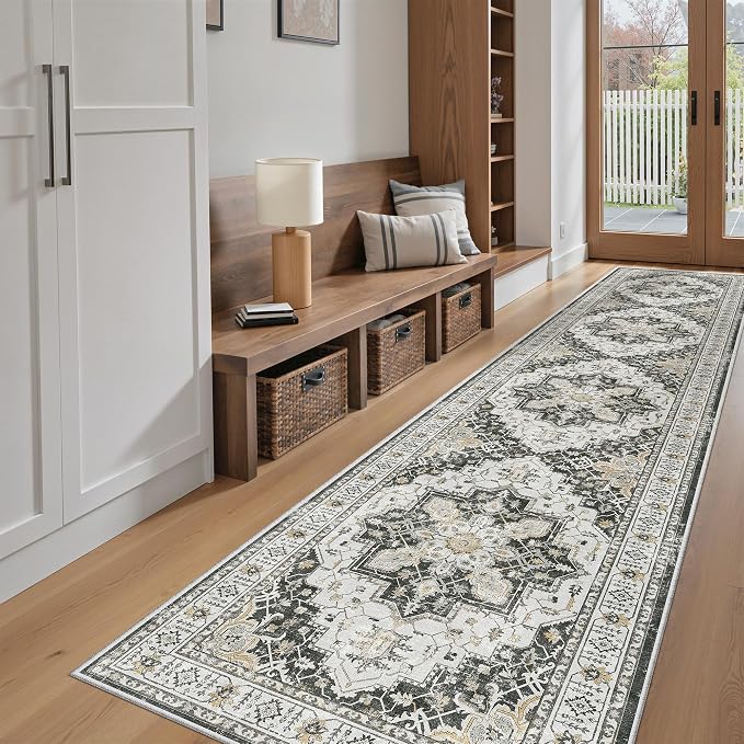 Madane Hallway Runner Rug 2'6''x12' Kitchen Runner, Non Slip Vintage Runners - Image 2
