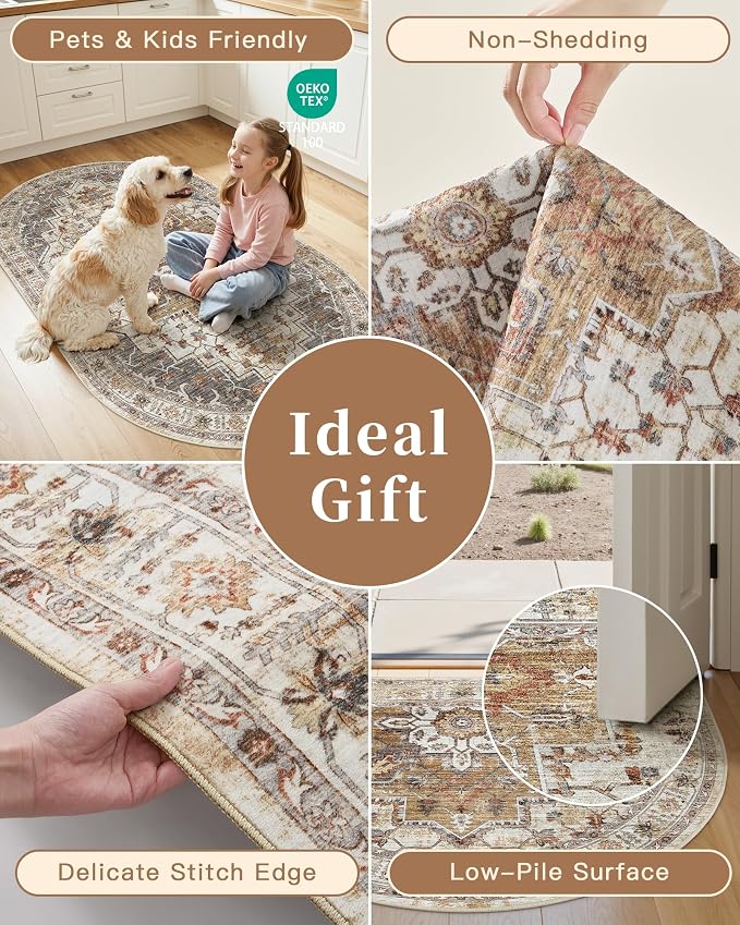Madane Washable Oval Rug 3x5 for Entryway, Small Oval Area Rugs for Kitchen - Image 6