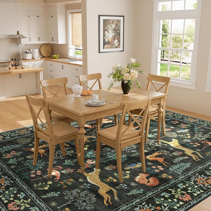 DUKINO 5x7 Rug, Washable Animal Living Room Rug - Image 6