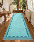 GarveeHome Scalloped Teal 2.5x8 Runner Rug by GarveeHome