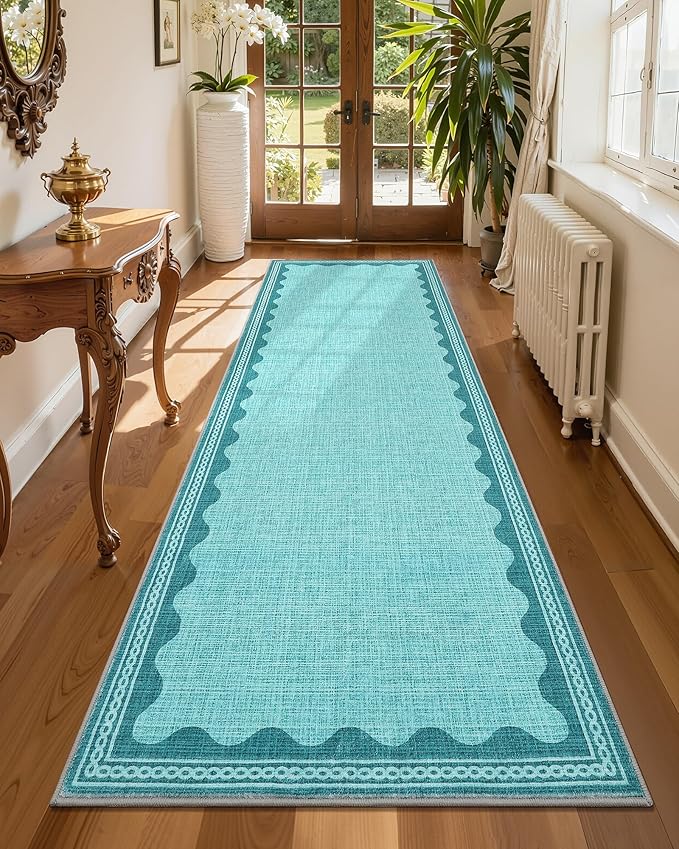 GarveeHome Scalloped Teal Washable Rugs 8x10 Rug - Image 4