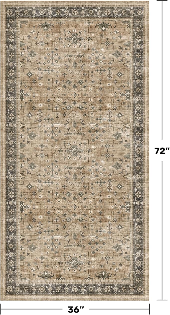 Hazo Haus Washable 3x6 Large Mudroom Area Rug, Bohemian Kitchen Floor Rug - Image 2