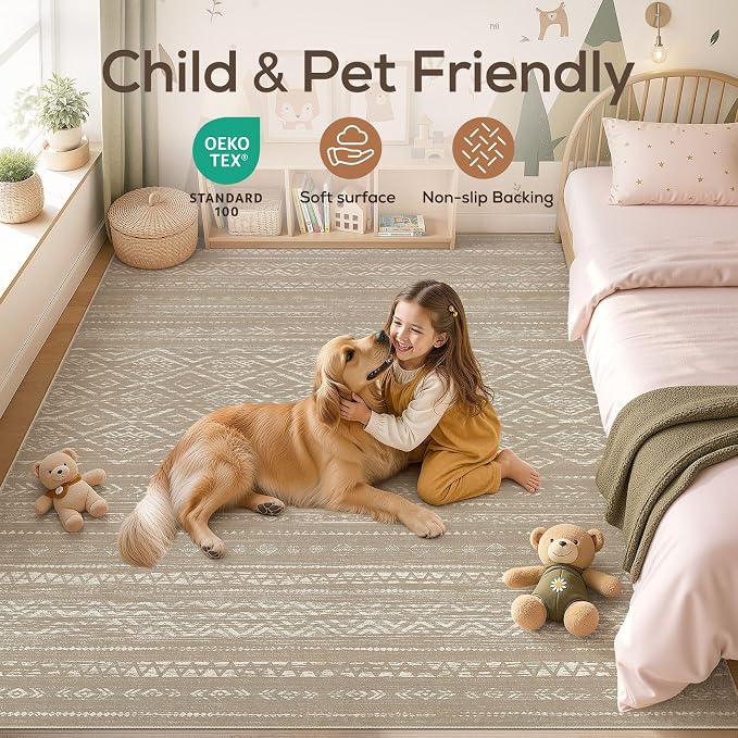 Nakagishi Area Rug Living Room Rugs: 8x10 Large Soft Machine Washable Boho - Image 4